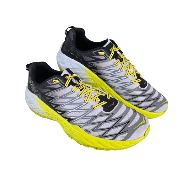 Hoka One Clayton 2 Mens 13 Running Shoes White Neon Yellow Athletic Gym Workout main image 6